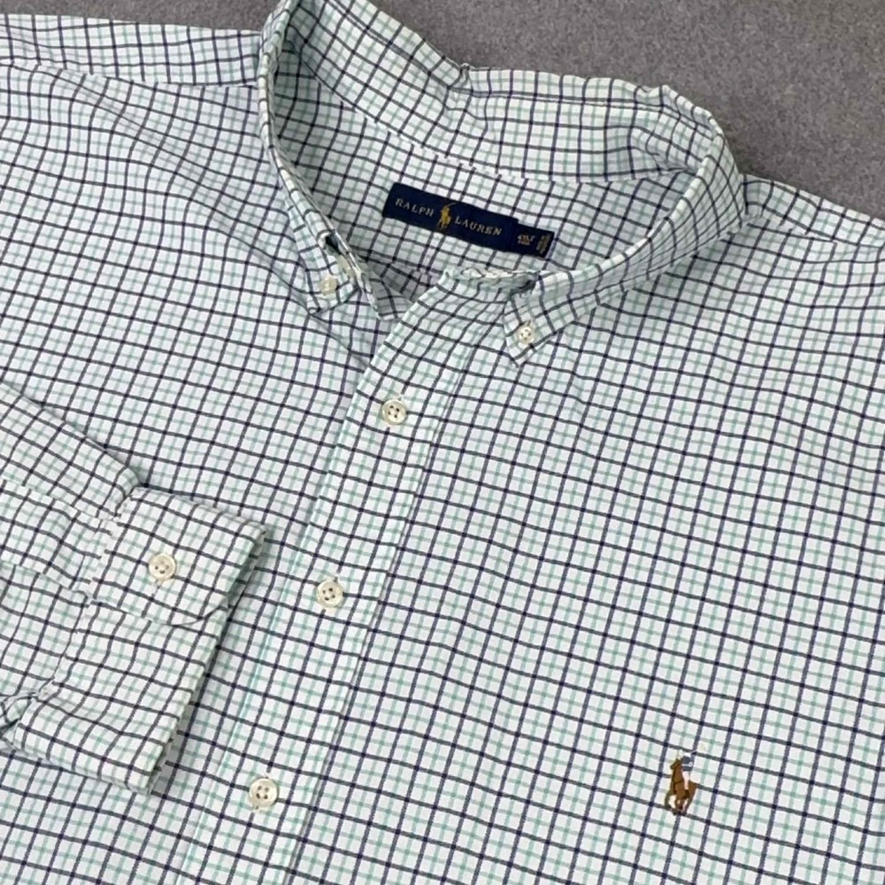 Ralph Lauren Oxford Tattersall Green Blue White Pinpoint Button Down Shirt 4XLT